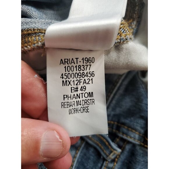 Ariat Rebar M4 Relaxed Boot Size 36x32 Mens Denim Work Blue Jeans Med Wash EUC - Picture 14 of 16